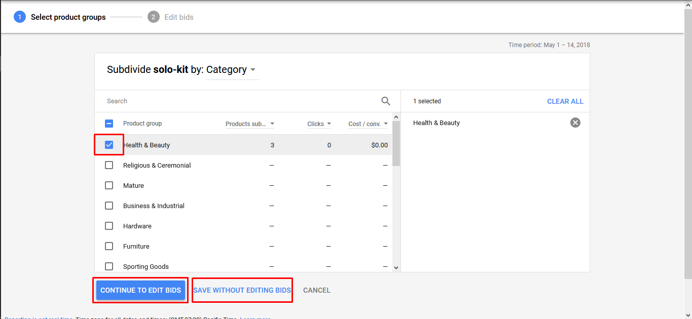 Product Groups in AdWords